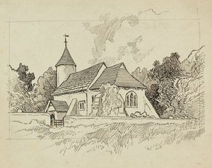 Exterior view of an unidentified church by Charles George Harper