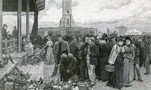 A London fair day at the Metropolitan Cattle Market by Charles Green