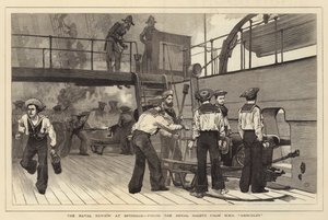 The Naval Review at Spithead, firing the Royal Salute from HMS Hercules