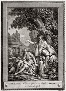 Telemachus in the Desert of Oasis, consoled by Termosiris a Priest of Apollo by Charles Grignion