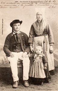Old postcard, Plougastel Daoulas family, Brittany, France by Augustus Kollner