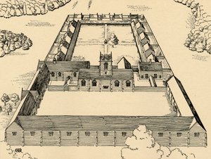 Birds-eye view of Carthusian Monastery by Charles Henry Bourne Quennell