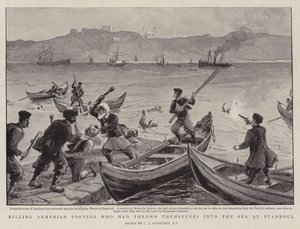 Killing Armenian Porters who had Thrown Themselves into the Sea at Stamboul by Charles J. Staniland