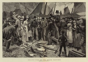 Selling Fish on the Beach, Hastings