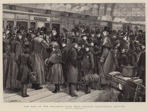 The End of the Holidays, Eton Boys leaving Paddington Station