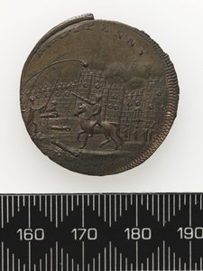 Reverse of a token depicting Thomas Spence
