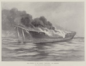 The Burning of the Barque Blengfell off Margate by Charles John de Lacy