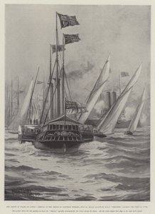 The Prince of Wales at Cowes, Arrival of the Prince on Saturday Evening, 30 July, Royal Salute by HMS Crescent, Captain the Duke of York