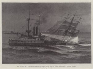 The Sinking of a Full-Rigged Merchant Vessel of 1400 Tons by HMS Sanspareil off the Lizard by Charles John de Lacy
