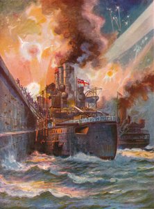 The Vindictive at Zeebrugge by Charles John de Lacy