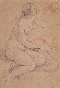 A Nymph Leaning on a Cornucopia, and Subsidiary Studies of her Hands, One Holding an Apple by Charles Joseph Natoire