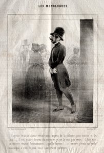 Les Monologues: Eugénie had given me a rendezvous near the column for half past midnight... by Charles Joseph Traviès de Villers