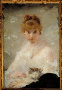 Young Girl with Cat by Charles Joshua Chaplin