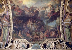 King Louis XIV Governing Alone in 1661, Ceiling Painting from the Galerie des Glaces by Charles Le Brun