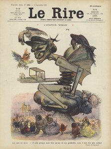 Caricature of American Aviator Wilbur Wright (Illustration for Le Rire)