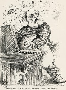 Caricature of Charles Camille Saint-Saens, French composer, pianist and organist by Charles Leandre
