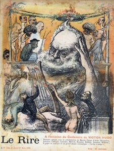 First page of the newspaper Le rire of 1 March 1902 dedicated to the centenary of the birth of Victor Hugo: Victor Hugo cartoon by Charles Leandre - Victor Hugo French writer, by Charles Leandre, front page of paper on March 1902