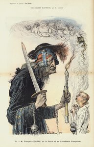 Francois Coppee, French writer and nationalist, illustration for Le Rire