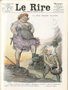 Illustration of Charles Leandre for the Cover of Le Rire, 30/09/22 - The greatest illusion - Germany Prussia, England Great Britain, Reparations - Marianne, David Lloyd George by Charles Leandre