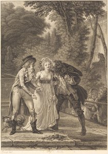 The Returned Kiss by Charles Louis Lingée after Jacques Louis François Touzé