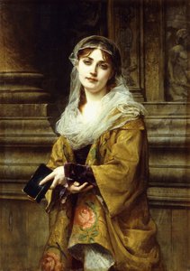 A Young Woman Outside a Church by Charles Louis Lucien Muller
