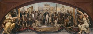 Sketch for the Denon Pavilion in the Louvre: The Four Artistic Ages of France - Presentation of the Plans to Napoleon, ca. 1864 by Charles Louis Lucien Muller