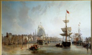 The Port of Rouen in 1855 by Charles Louis Mozin