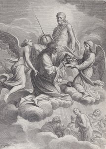Saint Louis of France Received into Heaven by Christ and Two Angels Who Offer Him the Crown by Charles Louis Simonneau