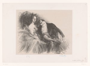 Man with Glasses Looking at Young Woman by Charles Lucien Leandre