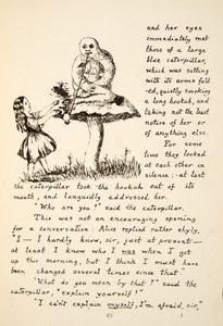 Alice Gets Advice from the Blue Caterpillar, Illustration from Alice’s Adventures Under Ground, Pub. 1886 (Facsimile) by Charles Lutwidge Dodgson