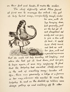 Alice Holding Her Ostrich, Illustration from Alice’s Adventures Under Ground, Pub. 1886 (Facsimile) by Charles Lutwidge Dodgson