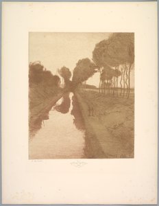 Suite of Landscapes: Landscape, Plate 3, Remarque, Bat by Charles Marie Dulac