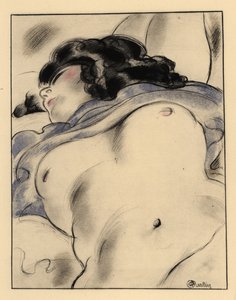 Half-naked woman asleep, exposing herself