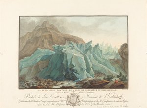 The Lutschinen Emerging from the Lower Grindelwald Glacier by Charles Melchior Descourtis after Caspar Wolf