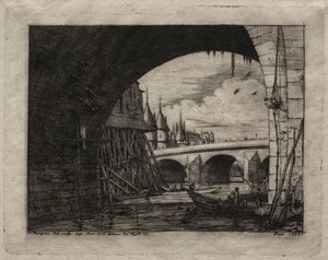 Etchings of Paris: An Arch of the Notre Dame Bridge, 1853
