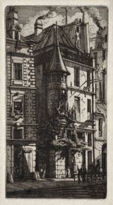 Etchings of Paris: House with a Turret, Weavers Street, 1852 by Charles Meryon