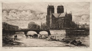 Etchings of Paris: The Apsis of the Cathedral of Notre Dame