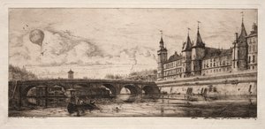 Etchings of Paris: The Exchange Bridge by Charles Meryon