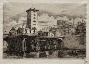 Etchings of Paris: The Notre Dame Pump by Charles Meryon