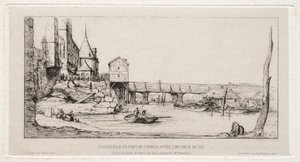 Footbridge Temporarily Replacing the Exchange Bridge, Paris, after the Fire of 1621, 1860 by Charles Meryon