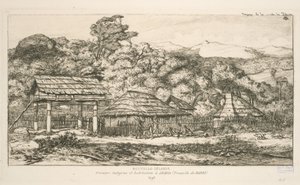 Indigenous Granaries and Dwellings at Akaroa, Banks Peninsula, Illustration from 