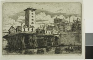 The Notre-Dame Pump, Paris by Charles Meryon