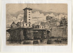 Notre Dame Pumphouse, Paris by Charles Meryon