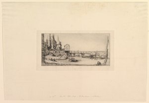 Passerelle du Pont-au-Change after the Fire of 1621 by Charles Meryon