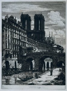 Petit Pont Over the Seine in Paris by Charles Meryon