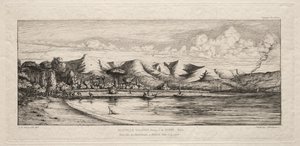 Seine Fishing off Charcoal Burners Point, Akaroa, Banks Peninsula, 1845 by Charles Meryon