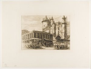 The Grand Châtelet, Paris, c. 1780, after an earlier drawing by Charles Meryon