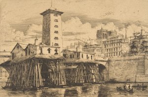 The Notre-Dame Pump, Paris by Charles Meryon