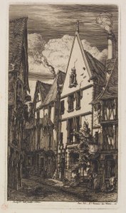 View along Rue des Toiles, Bourges by Charles Meryon