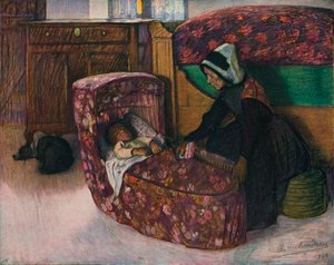 Mere Et Enfant, Interieur Vendeen by Charles Milcendeau